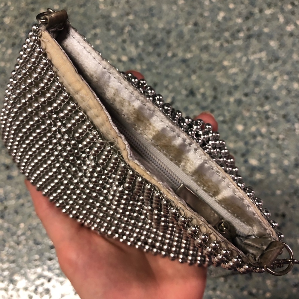 small silver beaded crossbody bag